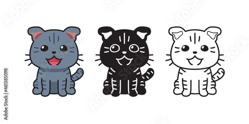 Set of vector character cartoon cute cat for design.