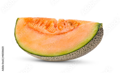 cantaloupe melon slices isolated on white