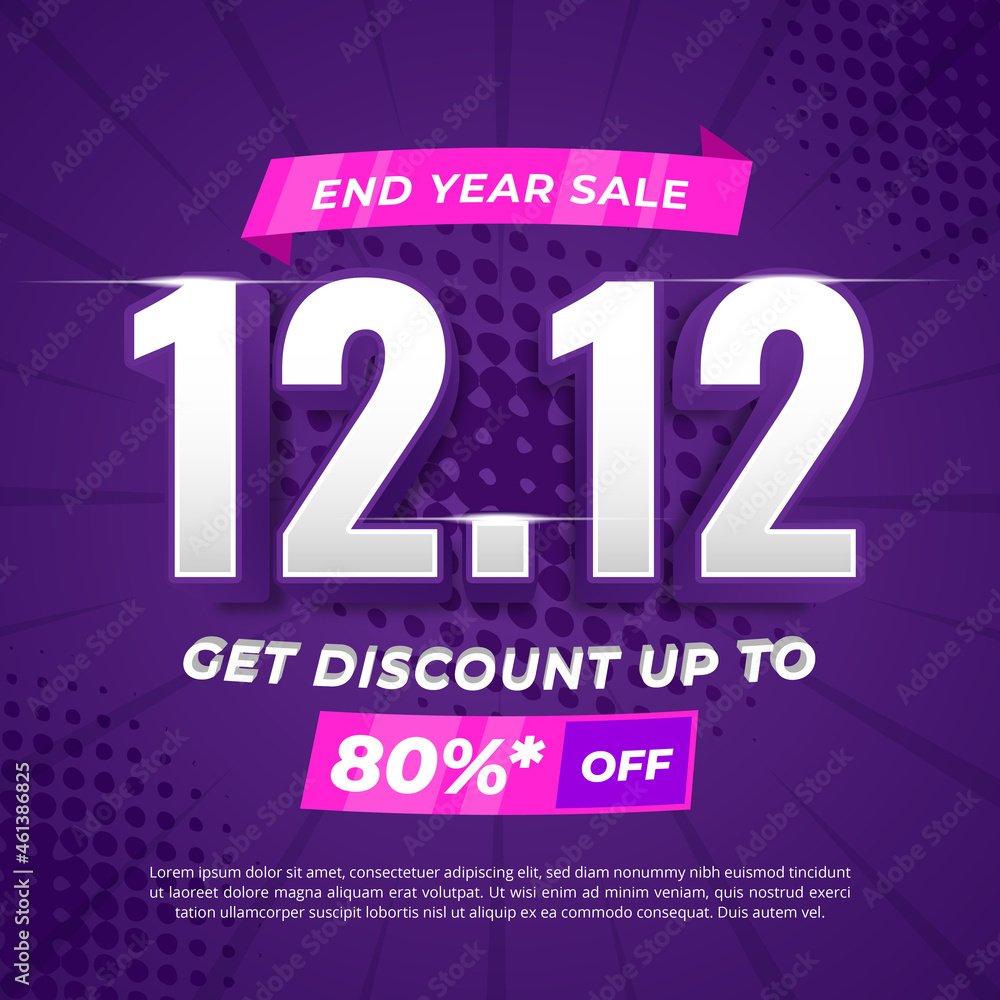 End year sale 12.12 promotional banner template with halftone background End year sale 12.12 promotional banner template with halftone background