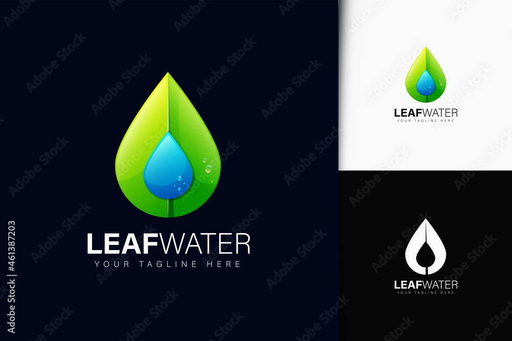 Leaf water logo design with gradient Leaf water logo design with gradient