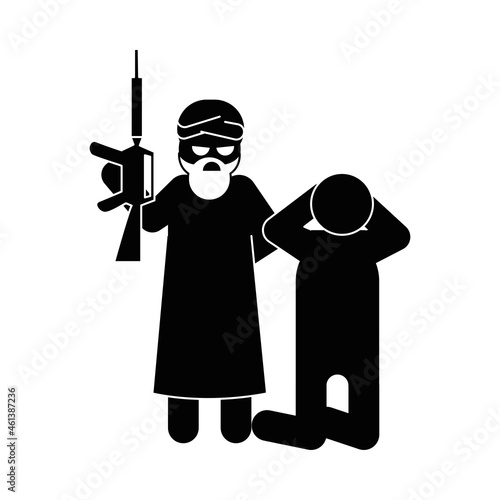 extremist terrorist with hostage