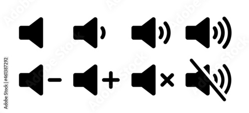 Set of sound volume icons isolated on white background.