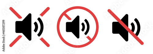 No sound sign icon. Mute symbol isolated on white background.