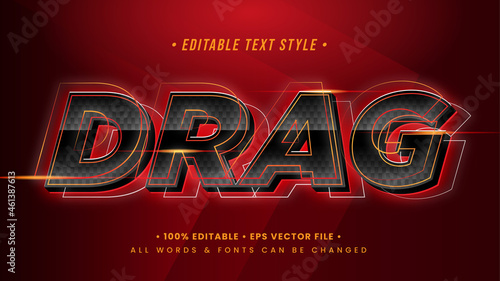 Drag Sport Car 3d Text Style Effect. Editable illustrator text style.