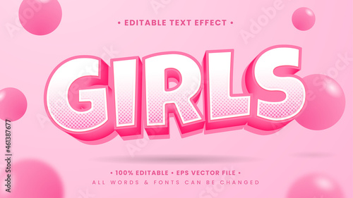 Pink Girl 3d Text Style Effect. Editable illustrator text style.