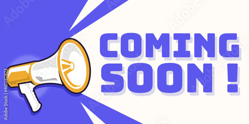 Coming soon announcement banner with megaphone