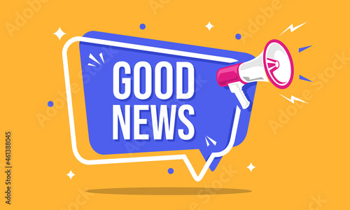 Megaphone with speech bubble and good news announcement