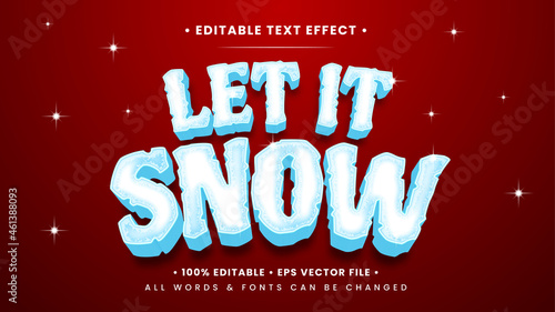 Let It Snow 3d Text Style Effect. Editable illustrator text style.