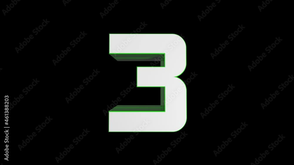 3D Animated alphabet, Green color, letter 3 on Green background 3D Animated alphabet, Green color, letter 3 on Green background
