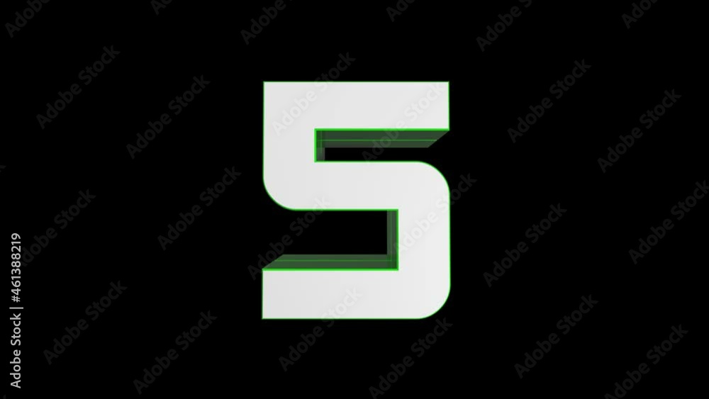 3D Animated alphabet, Green color, letter 5 on Green background 3D Animated alphabet, Green color, letter 5 on Green background