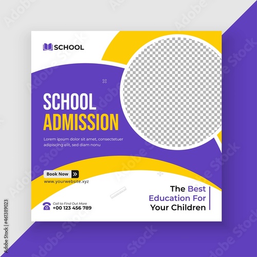 School Admission Social Media Post Design, Back to School Social Media Post Template	