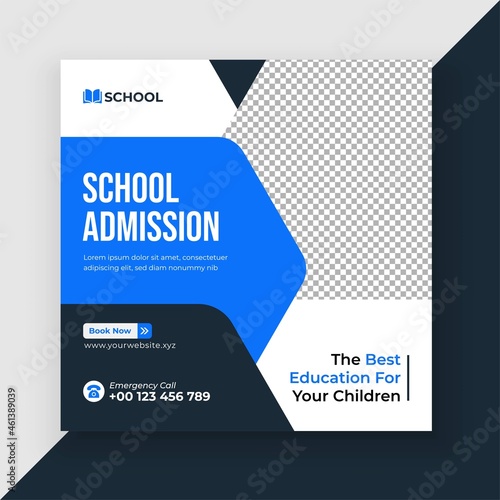 School Admission Social Media Post Design, Back to School Social Media Post Template	