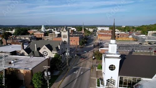 Aerial of church steeples dotting the skyline in bowling green kentucky photo