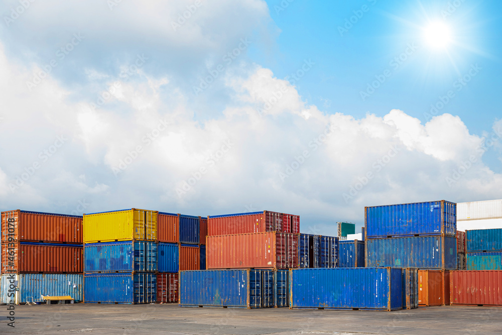 old container yard (CY) at shipping port dock waiting transportation for logistic industry background old container yard (CY) at shipping port dock waiting transportation for logistic industry background