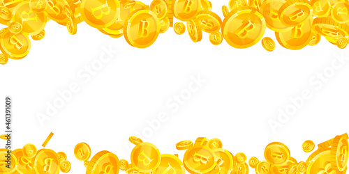 Thai baht coins falling. Immaculate scattered THB coins. Thailand money. Splendid jackpot, wealth or success concept. Vector illustration.