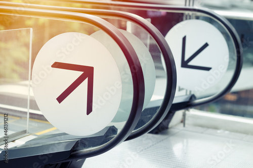 arrow direction at escalator automatic ladder indicator way to up or down side