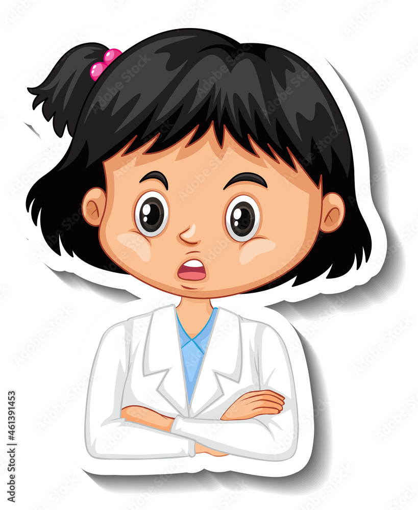 Scientist girl cartoon character sticker Scientist girl cartoon character sticker