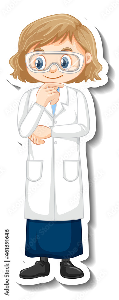Scientist girl cartoon character in standing pose Scientist girl cartoon character in standing pose
