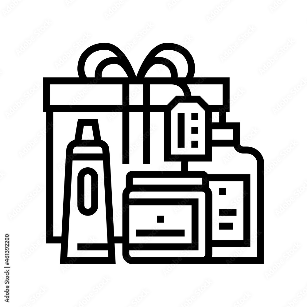 gift and face care kit packages line icon vector. gift and face care kit packages sign. isolated contour symbol black illustration gift and face care kit packages line icon vector. gift and face care kit packages sign. isolated contour symbol black illustration