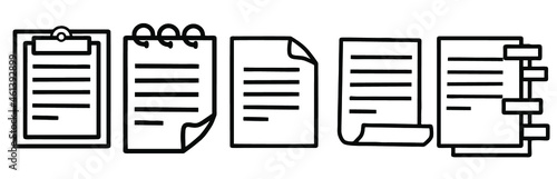 Set of paper icon documents. Icon vector black line style