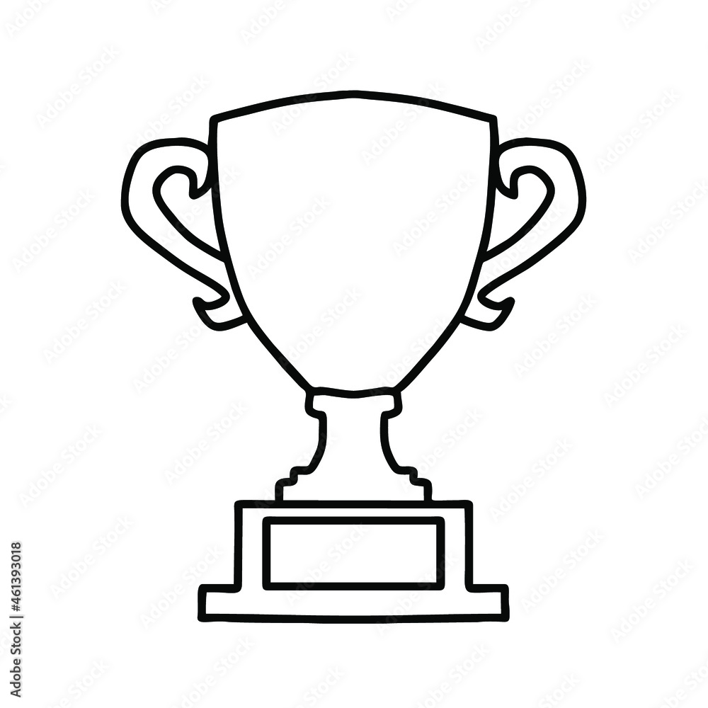 Gold cup linear isolated on white background. Vector illustration icon with black line style. Gold cup linear isolated on white background. Vector illustration icon with black line style.