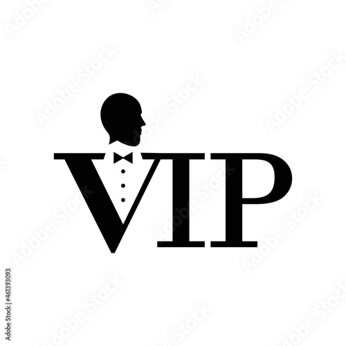 VIP logotype with a gentlemen illustration
