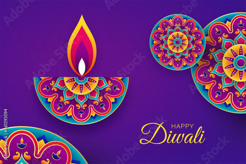 Happy Diwali Greeting, 3D mandala Designs 
