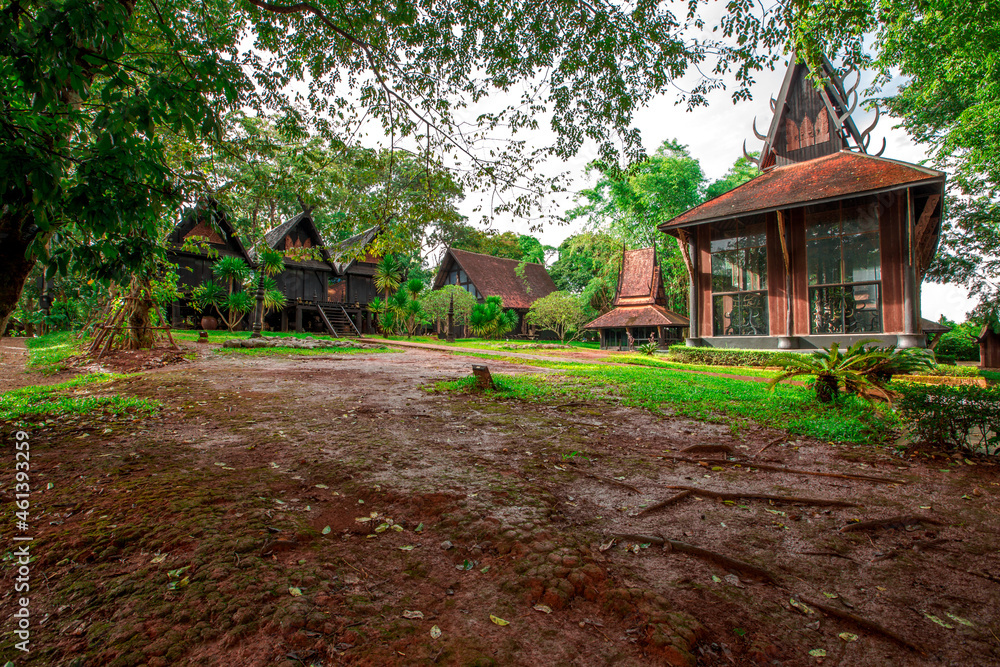 Background of tourist attractions in Chiang Rai of Thailand, Baan Dam or Baan Dam Museum is an art museum. will be a group of wooden houses Lanna Art Strange shaped cement house, Thai style house The Background of tourist attractions in Chiang Rai of Thailand, Baan Dam or Baan Dam Museum is an art museum. will be a group of wooden houses Lanna Art Strange shaped cement house, Thai style house The