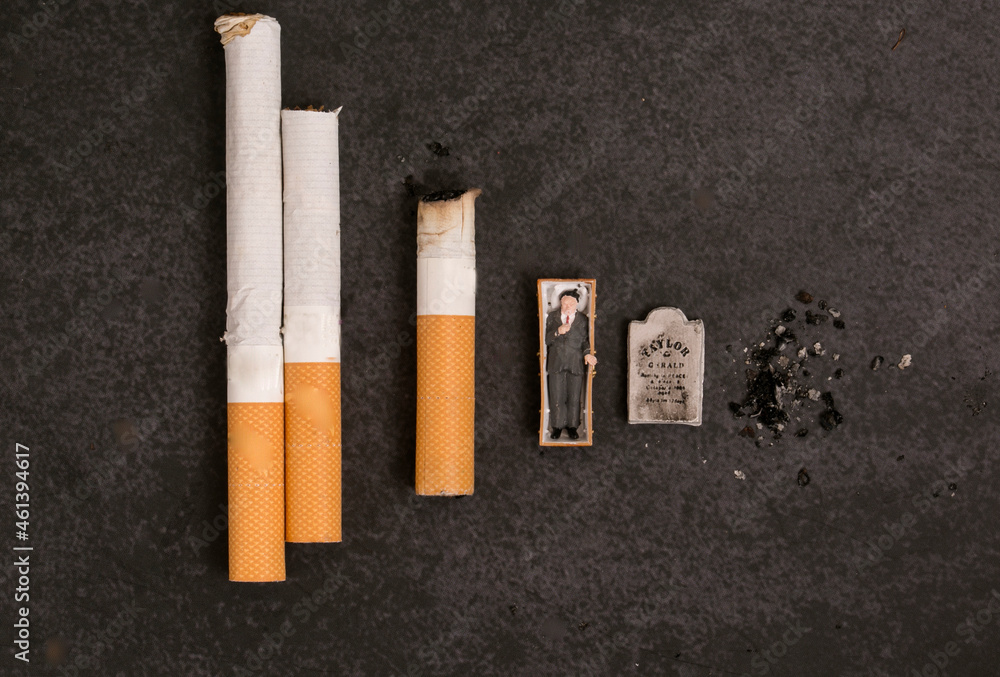 cigarettes and the figure of death. The concept of the harm of smoking cigarettes and the figure of death. The concept of the harm of smoking