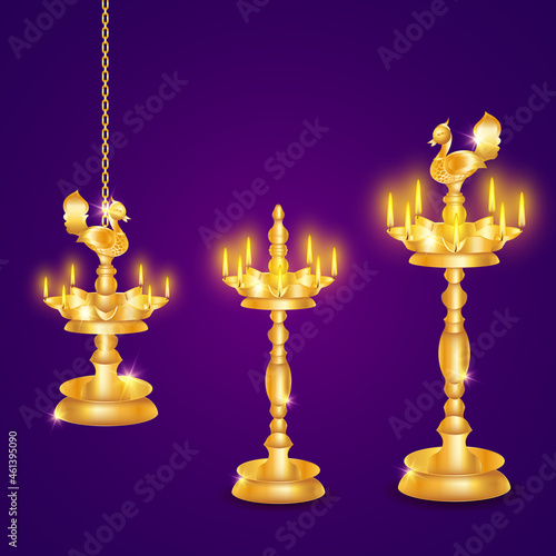Beautiful Elegant Golden Brass Diya for Indian Festivals 