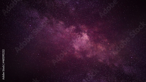Milky way night sky view in mountains with stars