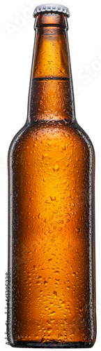 Bottle of cold beer with condensation isolated on a white background. File contains clipping path.