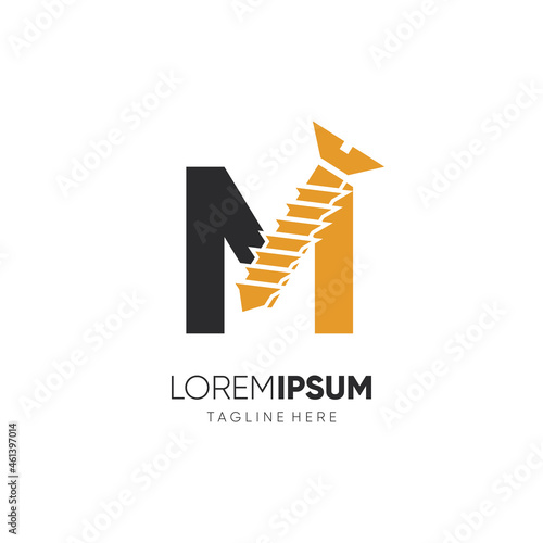Letter M Initial Screw Logo Design Vector Icon Graphic Emblem Illustration Background Template