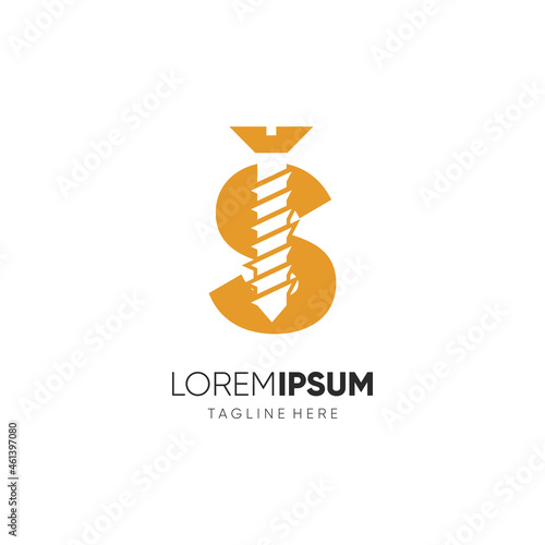 Letter S Initial Screw Logo Design Vector Icon Graphic Emblem Illustration Background Template