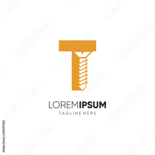 Letter T Initial Screw Logo Design Vector Icon Graphic Emblem Illustration Background Template