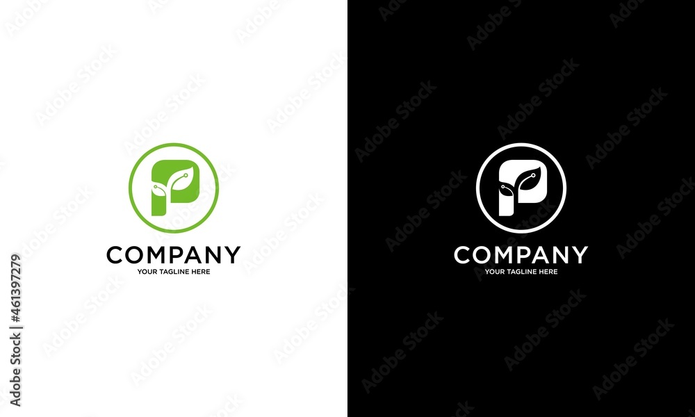 Letter P Technology and Digital Connection logo with Leaf and Dots tech sign, nature and eco symbol for your Corporate identity Letter P Technology and Digital Connection logo with Leaf and Dots tech sign, nature and eco symbol for your Corporate identity