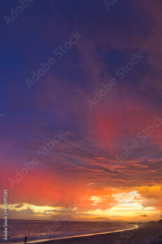 Lightning storm at sunset in Carpinteria © L. Paul Mann