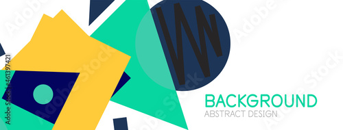 Abstract background. Blocks, lines, triangles, circles composition. Techno or business concept for wallpaper, banner, background, landing page