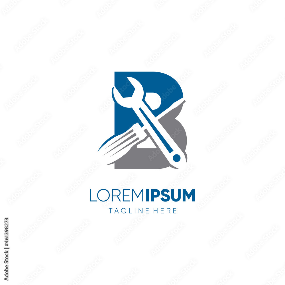Letter B Screwdriver and Wrench Logo Design Vector Icon Graphic Emblem Illustration Background Template Letter B Screwdriver and Wrench Logo Design Vector Icon Graphic Emblem Illustration Background Template