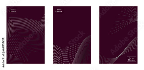 Set of modern cover purple background with lines