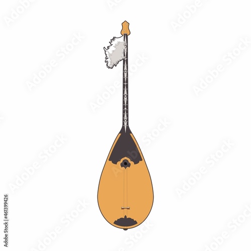 'Dombra' is a Kazakh national musical instrument. White background. Vector.