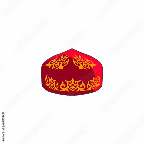 'Taқiya' - Kazakh national headdress (skullcap). White background. Vector.