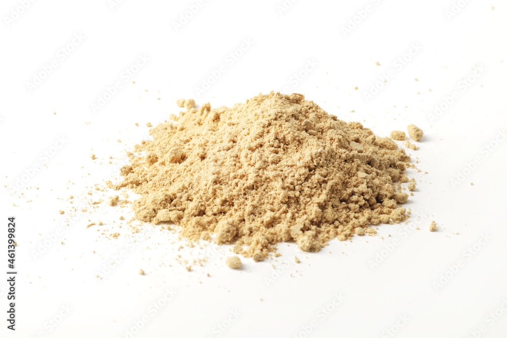Dry ginger in bowl isolated on white background Dry ginger in bowl isolated on white background