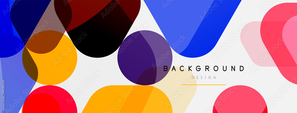 Color bubbles and rounded geometric shapes on white. Vector geometric minimal abstract background for wallpaper, banner, background, landing page Color bubbles and rounded geometric shapes on white. Vector geometric minimal abstract background for wallpaper, banner, background, landing page