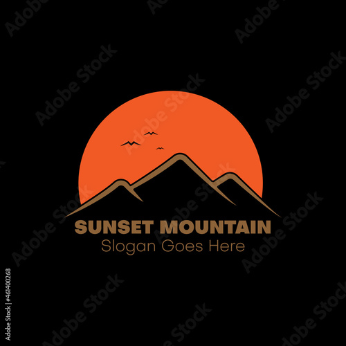 Sunset Mountain logo design inspiration on black background