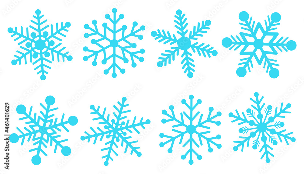Set snowflakes blue vector illustration Set snowflakes blue vector illustration