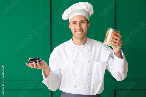 Handsome chef with farfalle...