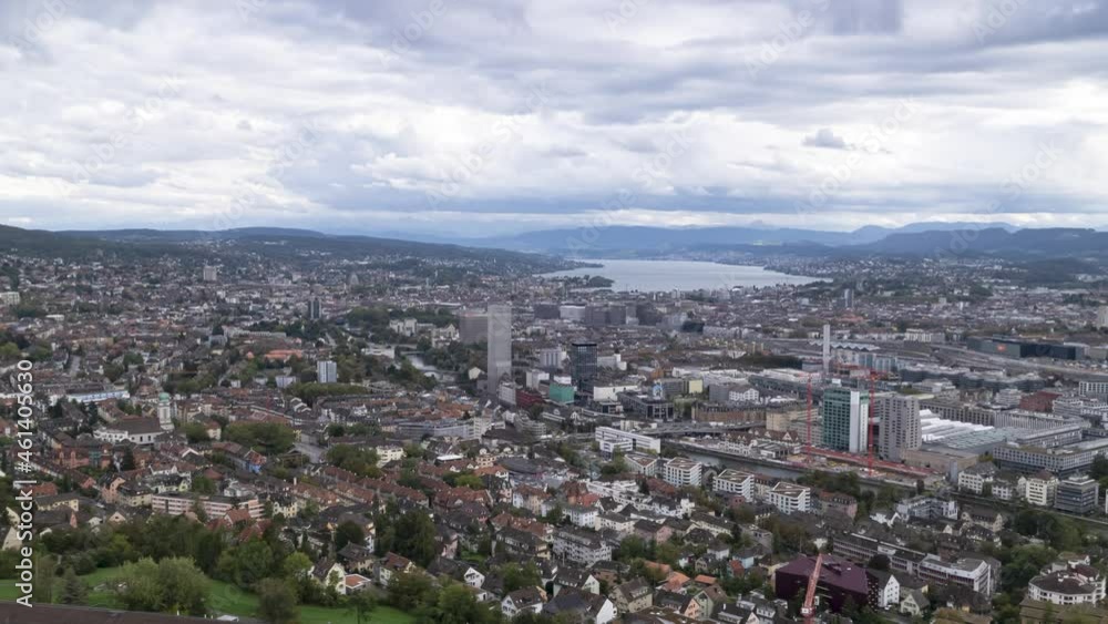 Epic Zurich city timelapse on a cloudy mystery day, panorama view to lake Zurich Epic Zurich city timelapse on a cloudy mystery day, panorama view to lake Zurich