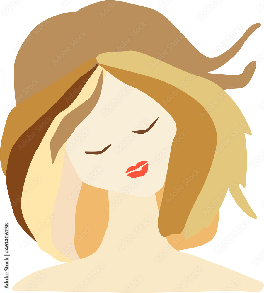 the face of a girl with loose hair, vector drawing,isolate on a white background the face of a girl with loose hair, vector drawing,isolate on a white background