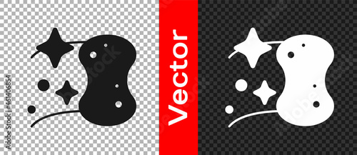 Black Sponge icon isolated on transparent background. Wisp of bast for washing dishes. Cleaning service logo. Vector